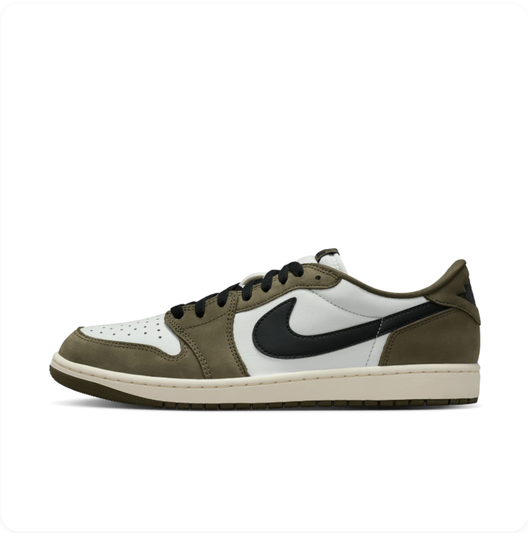 Air Jordan 1 Low OG White/Black/Medium Olive
