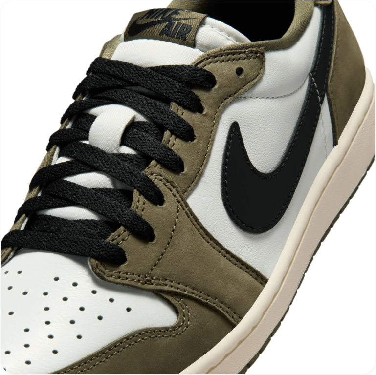 Air Jordan 1 Low OG White/Black/Medium Olive