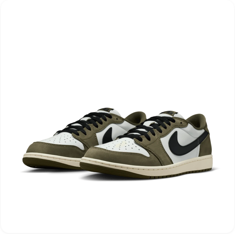 Air Jordan 1 Low OG White/Black/Medium Olive